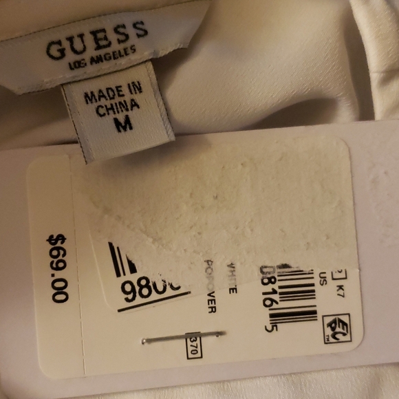 GUESS Tanika Lace Knit Blouse, white. Sz Med - Picture 3 of 3